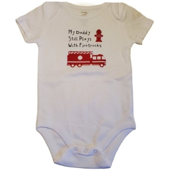 Hand Crafted | Firefighter Baby Diaper Shirt - Picture 1 of 3